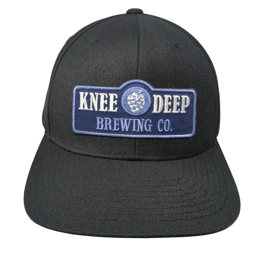 Knee Deep Brewing Co. Snapback Cap Black One Size 6 Panel The Classics Yupoong